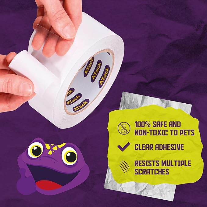 ATack Cat Anti-Scratch Training Tape, Residue-Free and Removable, Clear, 2.5-Inches x 20 Yards, Kitty Scratch Deterrent, Prevention Tape and Protector for Leather Couch, Furniture, Door