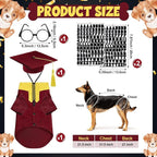 5 Pcs Dog Graduation Costume Set Include 2026 Pet Graduation Gown with Stole Puppy Grad Cap Lensless Glasses DIY Letter Stickers for Dogs Cats Holiday Costume Accessory(Maroon Yellow,XL)