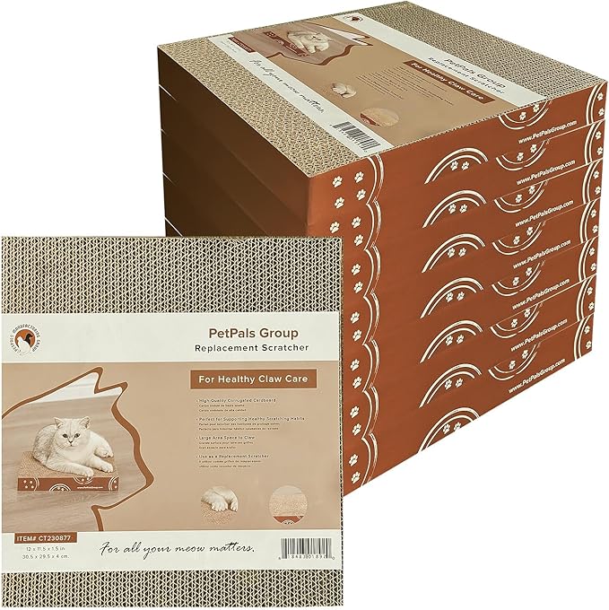 Petpals 8-Pack Cat Cardboard Scratcher, Corrugated Scratcher Replacement, Scratching Pad, Sofa Couch Furniture Protectors from Cat Scratching(8-Pack Replacement)