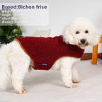cyeollo Warm Dog Coat Fleece Sherpa Winter Sweater Coats, Turtleneck Dog Jacket Vest for Small Medium Large Dogs with Leash Hole, Soft Reversible Pet Coats for Cold Weather, Burgundy, L