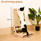 Cat Scratcher, 180°Angles Cat Scratcher, 23.6'' Cat Scratch Pad W/Toy Balls, Cat Scratch Pad for Indoor Cats Kitties, Cats Scratching Board W/Adjustable Shape,2-Sided Sisal Design