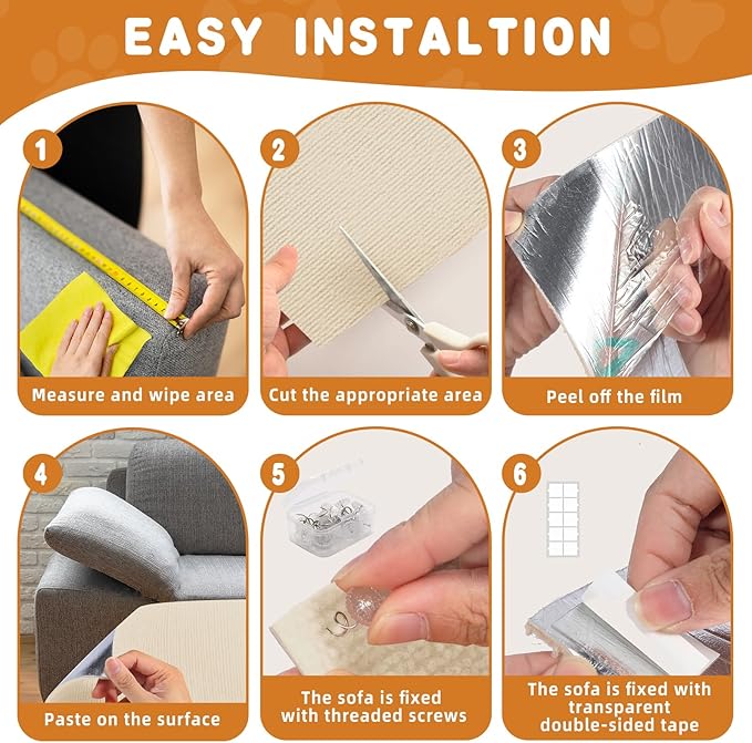 2pack Cat Scratch Couch Furniture and Wall Protector | Adhesive Cat Scratch Pad for Covering Cat Tower, DIY Climbing Cat Scratcher Couch Protector from Cat Claws Scratching (Off-White)