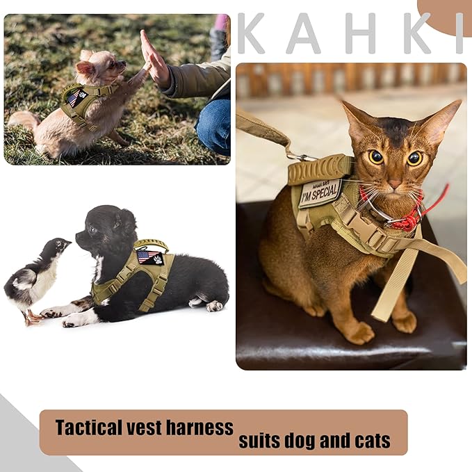 Tactical Dog Harness Tactical Puppy Vest with Rubber Handle K9 Military Adjustable Pet Vest Harness for Outdoor Training XS Dog Harness (Camouflage Harness with Leash)