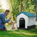 YITAHOME Dog House Outdoor Plastic Doghouse Water Resistant Pet House with Adjustable Skylight and Elevated Base for Small, Medium, and Large Dogs