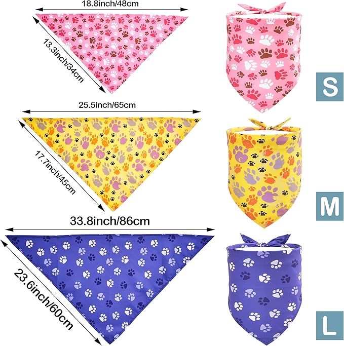 10PCS Small Dog Bandanas with Paw Print for XXS XS Small Dog Girl Boy in Red Blue Yellow Pink Purple White Black Green Scarves Grooming Accessories Costume