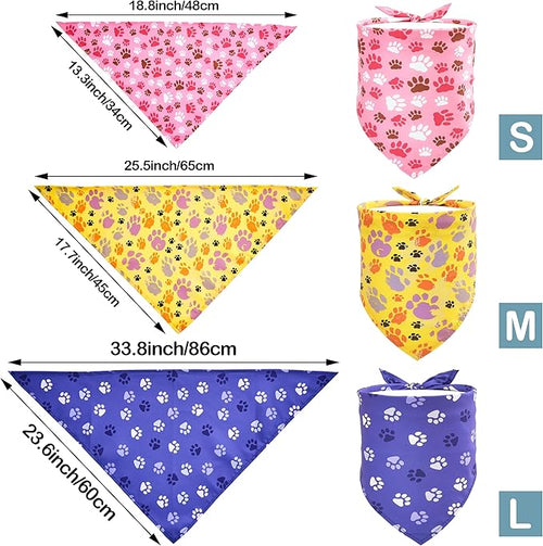 10PCS Small Dog Bandanas with Paw Print for XXS XS Small Dog Girl Boy in Red Blue Yellow Pink Purple White Black Green Scarves Grooming Accessories Costume