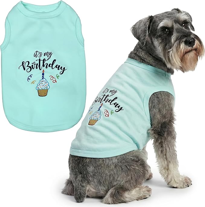 Parisian Pet Dog Shirt – 100% Cotton Shirts for Large Dogs – Blue Sleeveless Pet Clothes – Lightweight and Breathable Dog Birthday Shirt – Boy Dogs Clothes - Stretchy Pet T Shirts