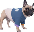 iChoue Pet Dog Crewneck Sweater Color Block Pullover Winter Warm Clothes for English Bulldog Bully Pitbull - Lake Blue and Yellow/XLarge