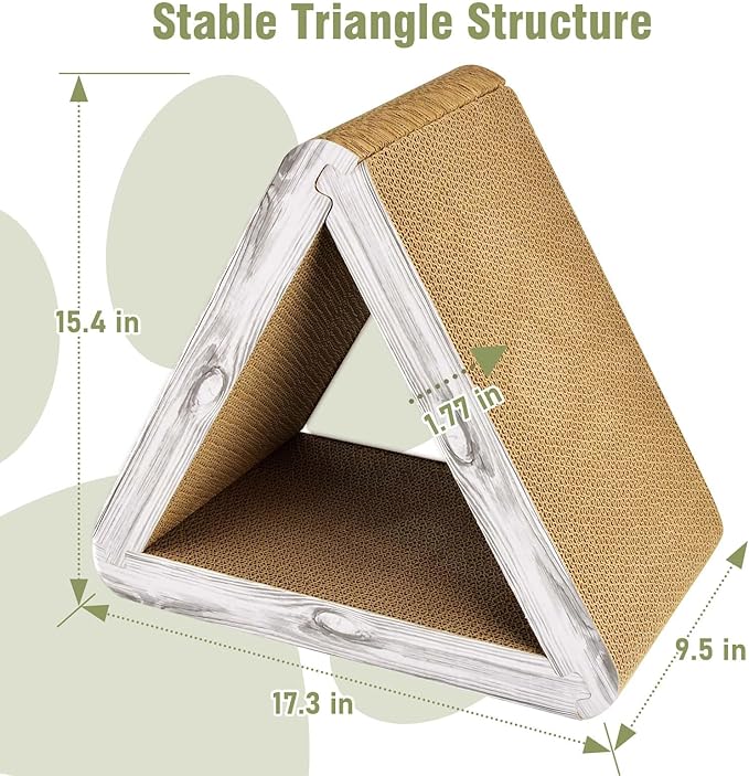 Foldable Triangle Cat Scratcher - 6 Usable Sides Cat Scratcher for Indoor Cats - Vertical Cat Board Pads