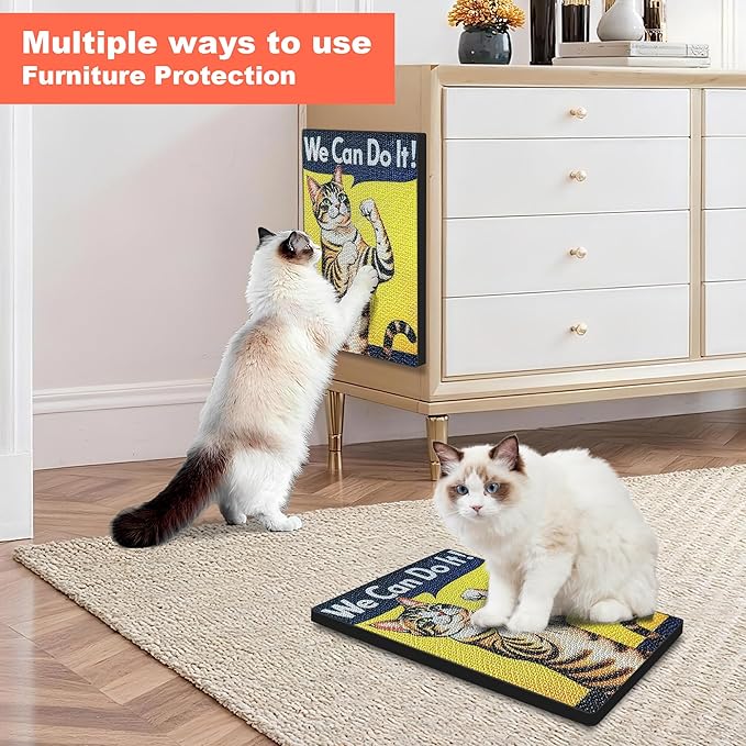 Art Cat Scratching Pad,Wall Scratcher for Indoor Cats - 16.54x11.81x1.18 Inches, Double-Sided Use, Cat Cardboard Scratcher Fits All Breeds & Sizes, Easy to Install,Cat Gifts