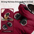 Fleece Lining Dog Hoodie with Harness Built in,Extra Warm Small Dog Jacket in Winter Puppy Coats with Drawstring Hooded,Red XS