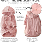 Cooper II Organic Cotton Velour Dog Hoodie Pet Coat for Small, Medium and Large Dogs, Pink, X-Large (55-80 lbs)