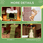 52" Large Cat Tree for Indoor Cats, Christmas Cat Tower with 3 Cozy Houses, Modern Tall Cat Tree with Scratching Post, Platform, Small Ladder, and Toys, for Adult Cats Kittens(Red)