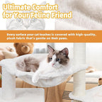 ROYPET Cat Tree with Cat Condo and Two Hammocks, Cat Tower with Scratching Posts and Scratching Pads, Beige