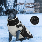 IECOii Dog Coat for Large Dogs Waterproof Dog Winter Jacket with Harness Built in, Black - XXLarge, Thermal Warm Fleece Lined, Reflective Dogs Jackets for Cold Weather Camping, Hiking, Pitbull