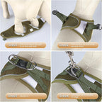 YIMEIS Dog Harness and Leash Set, No Pull Soft Mesh Pet Harness, Reflective Adjustable Puppy Vest for Small Medium Large Dogs, Cats (Army Green, Small (Pack of 1)