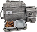 Mobile Dog Gear Week Away Dog Travel Bag (12"x6"x11", Heathered Gray) - Includes 2 Pet Food Storage Containers + 2 Collapsible Dog Water Bowls - Airline Approved Accessories, Great for Weekend Trips