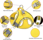 AIITLE Small Dog Harness - Breathable Double-Layer Jacquard No-Choke Vest, Durable Anti-Tear Fabric with Reflective Trim - Perfect for Running, Parties, Daily Walks (Yellow, XS)