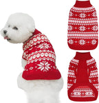 KOOLTAIL Cable Knit Small Dog Sweater Turtleneck, Cold Weather Pullover Classic Knitwear with Leash Hole, Snowflake Pattern Thick Warm Winter Pet Clothes, Medium Dog Christmas Sweater, Red S