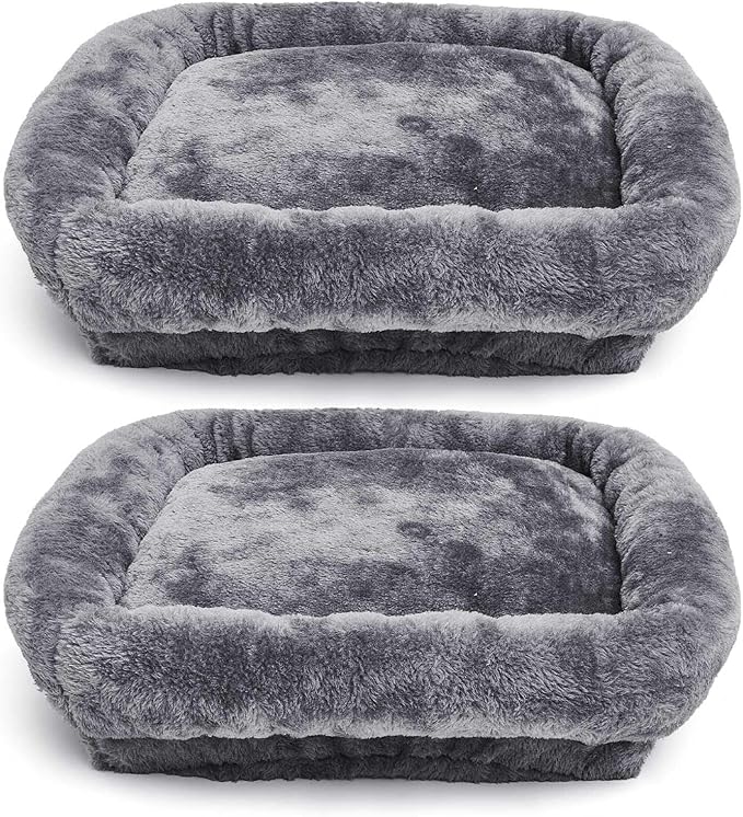Abbylike 2 Pcs Cat Tree Tower Replacement Parts Grey Bed Cover with Elastic Band Removable Washable Padding for Platform Perch Shelves, Only Cover, Cat Tower Cushions Accessories(13.8 x 13.8 Inch)