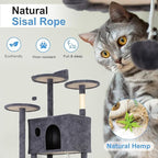 FDW | 81" Cat Tree Tower | Dark Gray | Multi-Level Indoor Activity Center with Sisal Scratching Posts, Condos, Plush Perches, Hanging Cat Toys | Sturdy, Easy to Assemble | for Kittens & Adult Cats