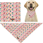 Christmas Dog Bandana–Pink Christmas Tree Triangle Scarf for Small Medium Large Dogs, Soft Cotton Pet Bib for Winter & New Year, Adjustable Dog Kerchief