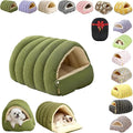Removable and Washable Winter Closed-Off Cat Bed, Cutypet Winter Cave, Warm Foldable Secure Pet Nest for Indoor Cats & Small Dogs, Comfor Plush Snuggle Hut for Kitty, Puppy, Pets (Corduroy-Green,M)