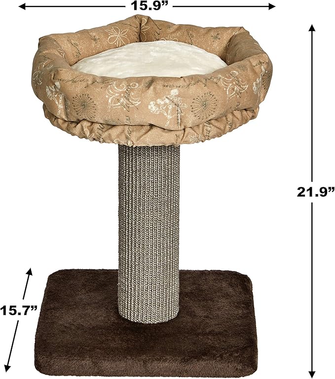 Midwest Homes for Pets 21.86-Inch Feline Nuvo Terrace Fashionable Cat Tree with Removable Lounging Cat Bed, Brown & Tan (139T-TN)