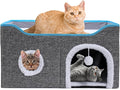 Houseables Cat House, Cat Cave Bed, Kitty House, Hideaway Pet Bed, Cathouse, Catbed, Kitten Hideout, Covered Pet Cave, Indoor Kitty Home, Hiding Spot, Enclosed Cubby Box, Fort Cube, w/Scratcher, Large