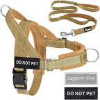 Lukovee No Pull Dog Harness & Leash Set - Heavy Duty Dog Vest Harness with Soft Padded for Medium Large Dogs, Adjustable Reflective Tactical Pet Harness for Easy Walk and Training (M, Yellow)