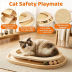 Cat Scratcher, Natural Sisal Cat Scratcher Pad & Interactive Kitten Toy with Ball Track and Catnip Ball for Indoor Hunting, Sleeping Physical Exercise, Puzzle for Small to Large Cats