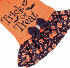 CuteBone Halloween Dog Sweater Dress Trick or Treat Knit Turtleneck Puppy Sweater with Bowtie Leash Hole Pullover Winter Dress for Small Dogs