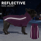 cyeollo Warm Dog Sweater with Zipper, Doggy Reflective Highneck Jackets with D Ring Step in Dog Winter Coats Fleece Female Stretchy Dogs Sweaters Pet Clothes for Small Dogs, Purple M