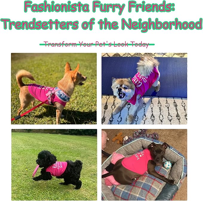 Paiaite Dog Clothes Fashionable Sleeveless Pet Vest: 'Little Miss Sassy' Printed Cotton Dog Shirt, Ideal for Small, Medium, and Large Breeds, Ensuring Comfort and Breathability Green XXL