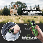 Ultra Small Shock Collar for Small Dogs, Dog Training Collar with Remote for Small Dogs 5-15lbs & Medium Large Dogs, Rechargeable, 2000ft Range, Collar with Beep, Vibration, Safe Shock,Green