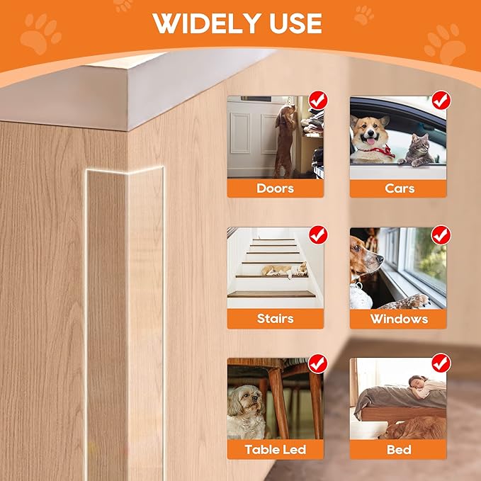Door Protector from Dog Scratching, Window Sill Protector, Clear Sided Shield Protection Barrier Anti Cat, Dog Scratching, Slobbering, and Clawing Furniture, Glass, Car Door, Couch 4in x 16.4ft