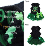Fitwarm Cutest Clover in the Patch Dog Dress, St Patricks Day Dog Clothes for Small Dogs Girl, Funny Pet Cat Holiday Outfit, Black, Emerald Green, Small