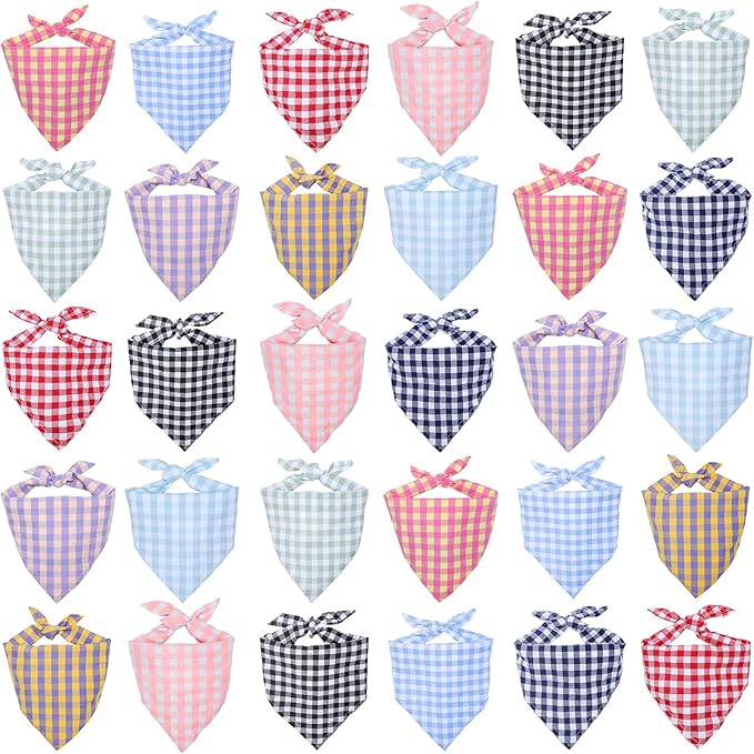 Segarty 30 Pack Large Pet Triangle Scarf, 25.6"x19.7" Washable Dog Bandanas Bibs Accessories Bulk for Small Medium Large Pets, Adjustable Reversible Boy Gril Pets Birthday Kerchief