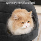 Hollypet Cat Bed Self-Warming 2 in 1 Foldable Kitty Cave House Nest Pet Sleeping Bed for Indoor Cats, Gray Igloo