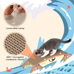 Crab-Shape Cardboard Cat Scratcher Bed Lounge for Indoor Cats, Durable 2-Side Curved Cute Cat Scratching Board Kitten Scratch Pad, Colorful