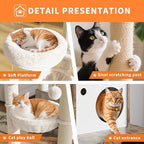3-in-1 Cat Tree & Litter Box Enclosure - Space-Saving 55'' Tall Cat Tower with Scratching Posts, Hammock & Hidden Washroom Cabinet (Retro Brown)
