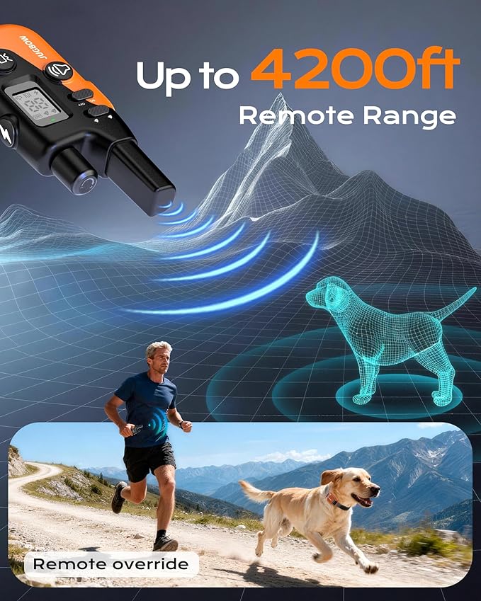 Jugbow Dog Shock Collar- 4200FT Dog Training Collar with Remote for 10-120lbs Small Medium Large Dog, IPX8-Waterproof Rechargeable E-Collar with LED Light