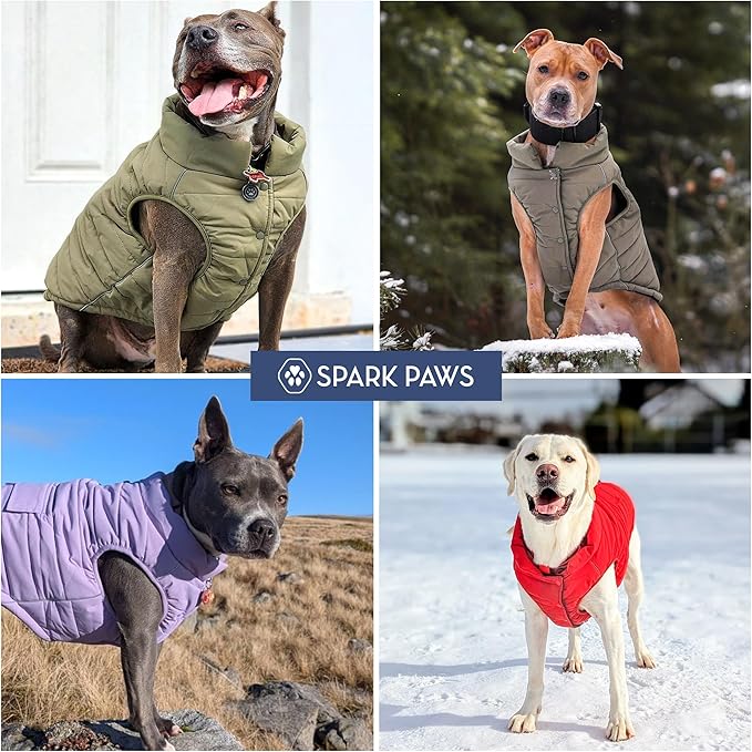 Spark Paws Dog Winter Jacket, Water-Resistant Coat, Warm Reflective Windproof Fleece-Interior, for Medium and Large Dogs - Cosmic - S