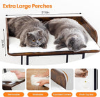 Wood Modern Cat Tree Tower for Indoor Large Cats, 48-Inch Tall Wooden Cat Trees with Big Perch Bed, Multi-Level Condo with Scratching Board Posts, Removable Pads, Cat Furniture, Rustic Brown