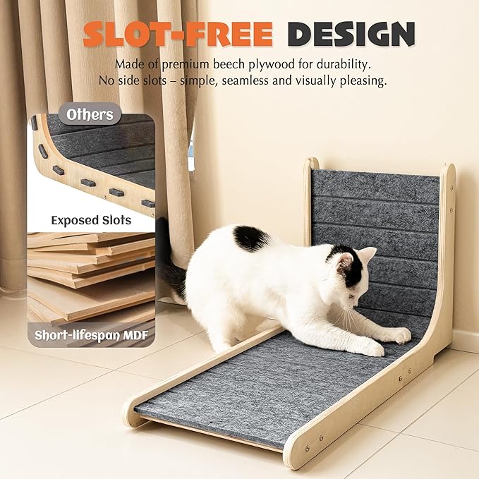 PETKARAY Felt Cat Scratcher, Vertical Cat Scratching Carpet, Scratch Resistant Couch Felt Scratcher, Slot-Free Scratch Pad with Toy Ball, Dark Grey