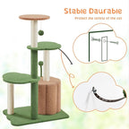 Yaheetech 42in Cactus Cat Tree, Green Cat Tree Tower w/Pumpkin Condo, Multi-Level Perches, 3 Scratching Posts, Teasing Ball for Indoor Kittens