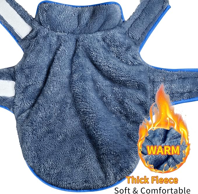 Malier Dog Winter Coat, Reversible Fleece Dog Cold Weather Coats, Windproof Warm Snow Puppy Jacket Vest Pet Clothes for Small Medium Large Dogs (Blue, Small)