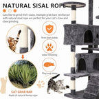 Cat Tree for Indoor Cats, Multi-Level Cat Tower with Scratching Posts & Cozy Condo, Space Saving Cat Activity Center, Durable Pet Play House (54in,Light Gray)