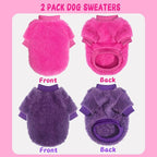 2 Pack Dog Sweaters for Small Dogs, Warm Puppy Clothes Winter, Fleece Pet Sweater for Doggie Boy Girl, Cat, Kitten Chihuahua Bulldog Pug Beagles, XS