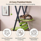 Tangkula 73 Inch Tall Cat Tree, Modern Wood Cat Tower with Scratching Pad, Extra-Large Perch & Removable Washable Mats, 3 Pompoms, Multi-Level Cat Furniture for Indoor Cats Large Adult (Green)